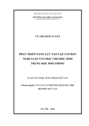 Luận văn thạc sĩ vnu ued phát triển năng lực tạo lập văn bản nghị luận văn học cho học sinh trung học phổ thông