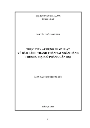 Luận văn thạc sĩ vnu ls thực tiễn áp dụng pháp luật về bảo lãnh thanh toán tại ngân hàng thương mại cổ phần quân đội