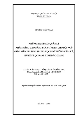 Luận văn thạc sĩ vnu ued những biện pháp quản lý nhằm nâng cao năng lực sư phạm cho đội ngũ giáo viên trường trung học phổ thông cẩm lý huyện lục nam tỉnh bắc giang