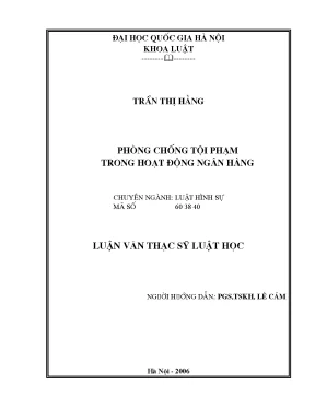 Luận văn thạc sĩ vnu ls đấu tranh phòng ngừa tội phạm trong lĩnh vực ngân hàng