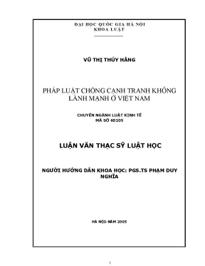 Luận văn thạc sĩ vnu ls pháp luật chống cạnh tranh không lành mạnh ở việt nam