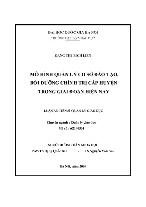 Luận văn thạc sĩ vnu ued mô hình quản lý cơ sở đào tạo bồi dưỡng chính trị cấp huyện trong giai đoạn hiện nay