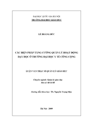 Luận văn thạc sĩ vnu ued các biện pháp tăng cường quản lý hoạt động dạy học ở trường đại học y tế công cộng