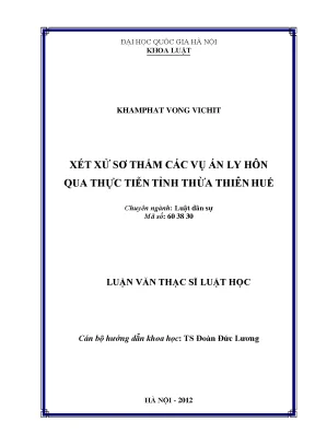 Luận văn thạc sĩ vnu ls xét xử sơ thẩm các vụ án ly hôn qua thực tiễn tỉnh thừa thiên huế