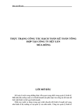Luận văn thực trạng công tác hạch toán kế toán tổng hợp tại công ty dệt len
