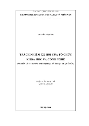 Luận văn thạc sĩ ussh trách nhiệm xã hội của tổ chức khoa học và công nghệ nghiên cứu trường hợp đại học kỹ thuật lê quý đôn