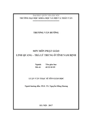 Luận văn thạc sĩ ussh sơn môn phật giáo linh quang trà lũ trung ở tỉnh nam định