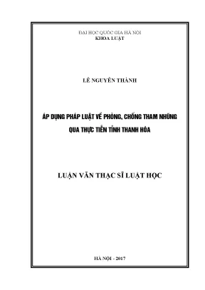 Luận văn thạc sĩ vnu ls áp dụng pháp luật về phòng chống tham nhũng qua thực tiễn tỉnh thanh hóa