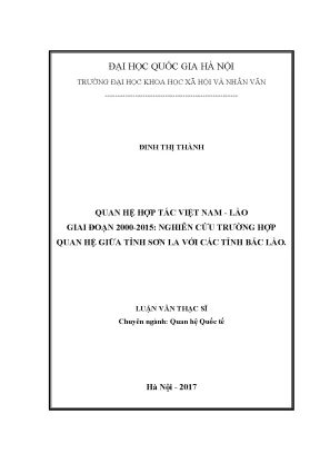 Luận văn thạc sĩ ussh quan hệ hợp tác việt nam lào giai đoạn 2000 2015 nghiên cứu trường hợp quan hệ giữa tỉnh sơn la với các tỉnh bắc lào