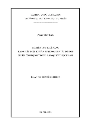 Luận án tiến sĩ hus nghiên cứu khả năng tạo chất diệt khuẩn enterocin p tái tổ hợp nhằm ứng dụng trong bảo quản thực phẩm
