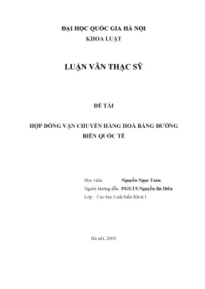 Luận văn thạc sĩ vnu ls hợp đồng vận chuyển hàng hóa bằng đường biển quốc tế