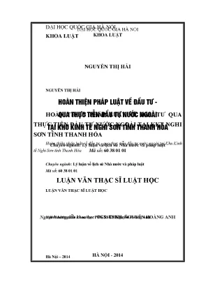 Luận văn thạc sĩ vnu ls hoàn thiện pháp luật về đầu tư qua thực tiễn đầu tư nước ngoài tại khu kinh tế nghi sơn tỉnh thanh hóa