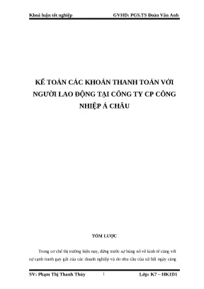 Luận văn kế toán các khoản thanh toán với người lao động tại công ty cp công nhiệp á châu