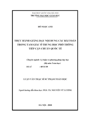Luận văn thạc sĩ vnu ued thực hành giảng dạy nội dung các bài toán trong tam giác ở trung học phổ thông tiếp cận chuẩn quốc tế