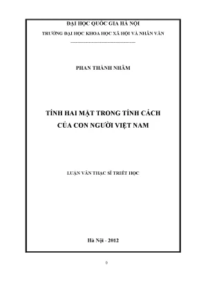 Luận văn thạc sĩ ussh tính hai mặt trong tính cách của con người việt nam