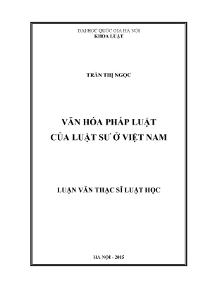 Luận văn thạc sĩ vnu ls văn hóa pháp luật của luật sư ở việt nam