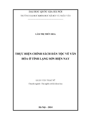Luận văn thạc sĩ ussh thực hiện chính sách dân tộc về văn hóa ở tỉnh lạng sơn hiện nay
