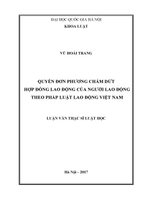 Luận văn thạc sĩ vnu ls quyền đơn phương chấm dứt hợp đồng lao động của người lao động theo pháp luật lao động việt nam