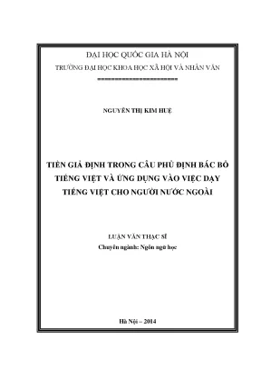 Luận văn thạc sĩ ussh tiền giả định trong câu phủ định bác bỏ tiếng việt và ứng dụng vào việc dạy tiếng việt cho người nước ngoài