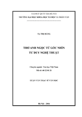 Luận văn thạc sĩ ussh thơ anh ngọc từ góc nhìn tư duy nghệ thuật