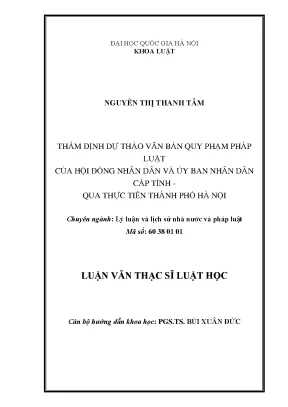 Luận văn thạc sĩ vnu ls thẩm định dự thảo văn bản quy phạm pháp luật của hội đồng nhân dân và ủy ban nhân dân cấp tỉnh qua thực tiễn thành phố hà nội