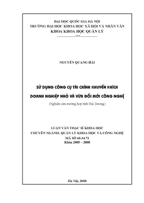Luận văn thạc sĩ ussh sử dụng công cụ tài chính khuyến khích doanh ngiệp nhỏ và vừa đổi mới công nghệ