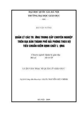 Luận văn thạc sĩ vnu ued quản lý các trường trung cấp chuyên nghiệp trên địa bàn thành phố hải phòng theo bộ tiêu chuẩn kiểm định chất lượng