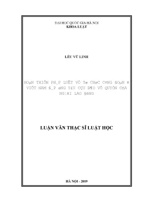 Luận văn thạc sĩ vnu ls hoàn thiện pháp luật về tổ chức công đoàn ở việt nam đáp ứng yêu cầu bảo vệ quyền của người lao động