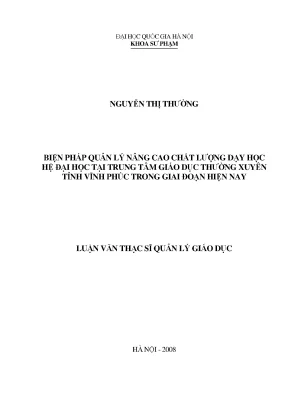 Luận văn thạc sĩ vnu ued biện pháp quản lý nâng cao chất lượng dạy học hệ đại học tại trung tâm giáo dục thường xuyên tỉnh vĩnh phúc trong giai đoạn hiện nay