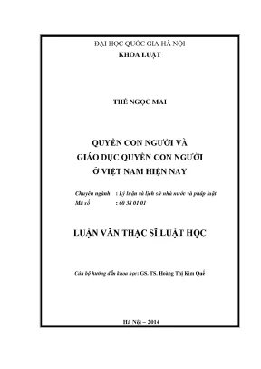 Luận văn thạc sĩ vnu ls quyền con người và giáo dục quyền con người ở việt nam hiện nay luận văn ths luật 60 38 01 01