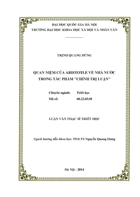 Luận văn thạc sĩ ussh quan niệm của arixtot về nhà nước trong tác phẩm chính trị luận