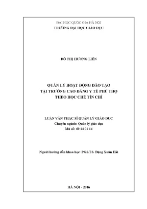 Luận văn thạc sĩ vnu ued quản lý hoạt động đào tạo tại trường cao đẳng y tế phú thọ theo học chế tín chỉ