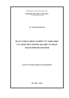 Luận văn thạc sĩ vnu ued quản lí hoạt động nghiên cứu khoa học của sinh viên trường đại học sư phạm thành phố hồ chí minh