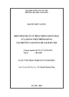 Luận văn thạc sĩ vnu ued biện pháp quản lý hoạt động giảng dạy của giảng viên thỉnh giảng tại trường cao đẳng du lịch hà nội