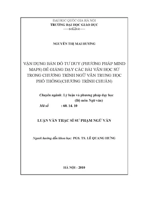 Luận văn thạc sĩ vnu ued vận dụng bản đồ tư duy phương pháp mind maps để giảng dạy các bài văn học sử trong chương trình ngữ văn trung học phổ thông chương trình chuẩn