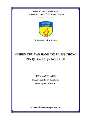 Luận văn thạc sĩ nghiên cứu vận hành tối ưu hệ thống pin quang điện nối lưới
