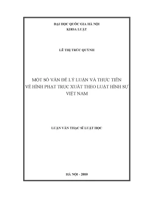 Luận văn thạc sĩ vnu ls một số vấn đề lý luận và thực tiễn về hình phạt trục xuất theo luật hình sự việt nam