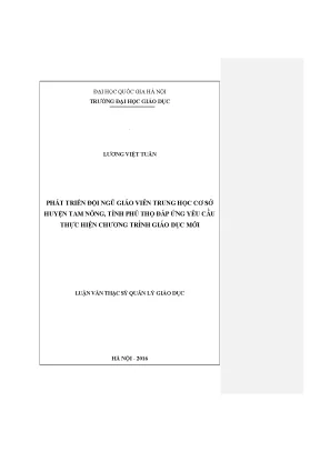 Luận văn thạc sĩ vnu ued phát triển đội ngũ giáo viên trung học cơ sở huyện tam nông tỉnh phú thọ đáp ứng yêu cầu thực hiện chương trình giáo dục mới