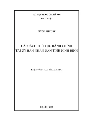 Luận văn thạc sĩ vnu ls cải cách thủ tục hành chính tại ủy ban nhân dân tỉnh ninh bình