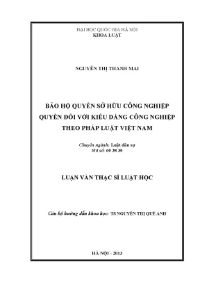 Luận văn thạc sĩ vnu ls bảo hộ quyền sở hữu công nghiệp đối với kiểu dáng công nghiệp theo pháp luật việt nam