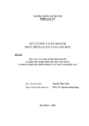Luận văn thạc sĩ vnu ls yêu cầu của nhà nước pháp quyền xã hội chủ nghĩa đối với việc xây dựng và hoàn thiện hệ thống pháp luật việt nam hiện nay