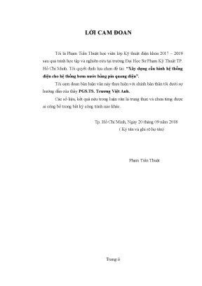 Luận văn thạc sĩ xây dựng cấu hình hệ thống điện cho hệ thống bơm nước bằng pin quang điện