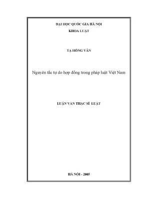 Luận văn thạc sĩ vnu ls nguyên tắc tự do hợp đồng trong pháp luật việt nam