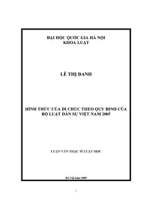 Luận văn thạc sĩ vnu ls hình thức của di chúc theo quy định của bộ luật dân sự việt nam năm 2005