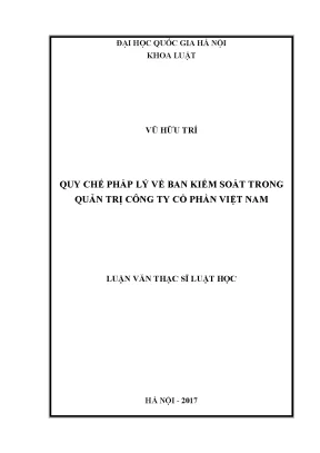 Luận văn thạc sĩ vnu ls quy chế pháp lý về ban kiểm soát trong quản trị công ty cổ phần việt nam