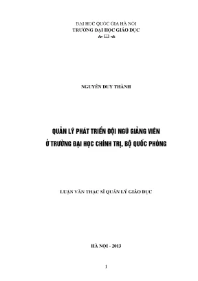 Luận văn thạc sĩ vnu ued quản lý phát triển đội ngũ giảng viên ở trường đại học chính trị bộ quốc phòng