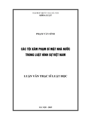 Luận văn thạc sĩ vnu ls các tội xâm phạm bí mật nhà nước trong luật hình sự việt nam
