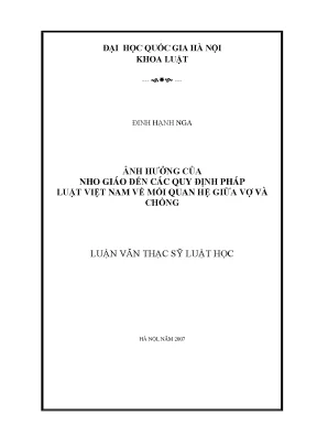 Luận văn thạc sĩ vnu ls ảnh hưởng của nho giáo đến các quy định pháp luật việt nam về mối quan hệ giữa vợ và chồng