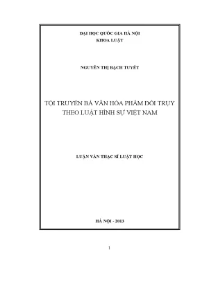 Luận văn thạc sĩ vnu ls tội truyền bá văn hóa phẩm đồi trụy theo luật hình sự việt nam