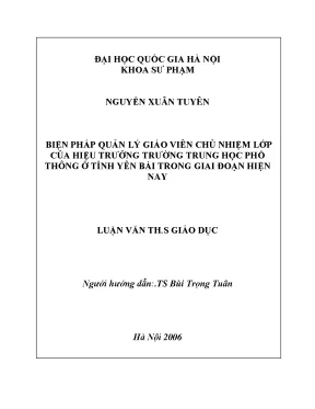 Luận văn thạc sĩ vnu ued biện pháp quản lý công tác giáo viên chủ nhiệm lớp của hiệu trưởng trường trung học phổ thông ở tỉnh yên bái trong giai đoạn hiện nay